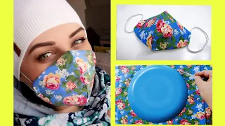 😷DIY  МАСКА ЗАЩИТНАЯ своими руками БЕЗ ШВЕЙНОЙ машинки за 5 минут.