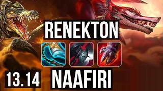 RENEKTON vs NAAFIRI (TOP) | 6 solo kills, 12/3/10, Dominating, Rank 11 Renekton | NA Master | 13.14