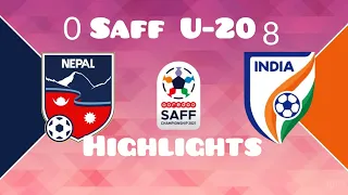 Highlights || Nepal 🇳🇵 0 - 8 India 🇮🇳  || SAFF U-20 2022 CHAMPIONS