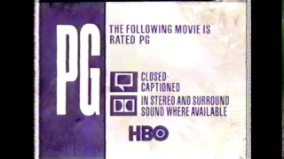 HBO "The Following movie is rated PG" (1991) intro ident