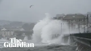 Storm Callum: high tide batters promenade in Penzance