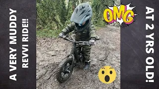 Toddler riding a Revvi electric bike - 2 years 3 months old!