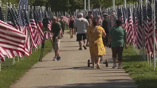 September 11, 2001 tribute: Flags on display at Edgewater Park in remembrance of lives lost