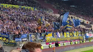 „Blau Schwarz Allez“ - Stimmung Fans des 1.FC Saarbrücken beim 1.FC Kaiserslautern