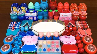 PEPPA PIG BLUE vs RED ! Mixing Random Things into GLOSSY Slime ! Satisfying Slime Videos #345