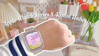Apple Watch Series 8 (Starlight) 45mm Unboxing + Setup & Accessories | Aesthetic Unboxing 📦✨