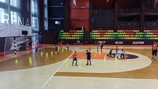 Упражнение в парах на технику владения мяча и координацию движения.