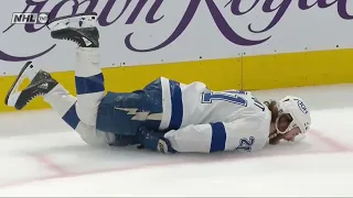 Brayden Point Suffers Leg Injury After Going Into Boards Awkwardly