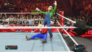 WWE 2K24 Mario vs Luigi Gameplay - (Free To Use & No Commentary)