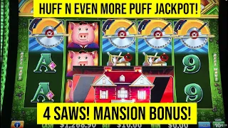 ANOTHER INSANE HUFF N EVEN MORE PUFF SLOT SESSION! 4 SAWS! MANSION BONUS! JACKPOT!