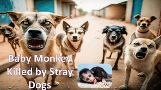 Stray Dogs hunted Baby monkey in bolangir near ordinance factory  (Sensitive Content)