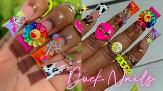 FUN FRENCH DUCK NAILS 🌈✨🍭 | HOW TO SHAPE DUCK NAILS