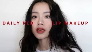 DAILY RED LIP MAKEUP (with subs)