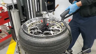 Stretching a 205 tire onto a 9.5 Aodhan wheel.
