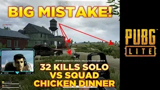 PUBG PC LITE | 32 KILLS SOLO VS SQUAD RUSH GAMEPLAY | CHICKEN DINNER