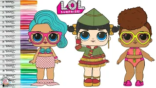 LOL Surprise Dolls Coloring Book Pages Lights Glitter Cadet Splash Queen and Rip Tide