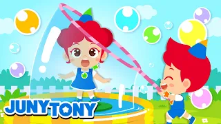 Let’s Blow Bubbles | Pop The Bubbles | Blowing Bubbles Song | Funny Kids Songs | JunyTony