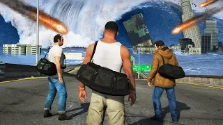 GTA 5 - Franklin, Michael & Trevor in a Natural Disaster! (Meteors, Tsunami & More)