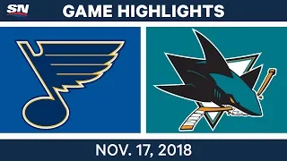 NHL Highlights | Blues vs. Sharks – Nov. 17, 2018