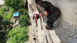 Diamond Beach Nusa Penida cliff stairs!