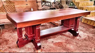 Amazing Woodworking-Making A Nice Dinning Table From Red Wood ( Full Process )
