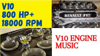 PURE SOUND F1 ENGINE | V10 RENAULT test engine compilation | Renault V10 800 HP+ 18000 RPM Engine