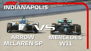 F1 2020 Mercedes vs 2020 IndyCar Arrow McLaren SP | INDIANAPOLIS OVAL CIRCUIT