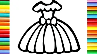 How to draw a princess dress, step by step | Come learn to draw with me? Drawings for children