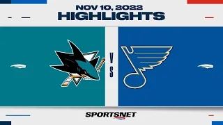 NHL Highlights | Sharks vs. Blues - November 10, 2022