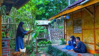 Heavy rain in the village | cook 3 types of shoots at once | harvest bananas in front of the house