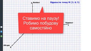 Як побудувати прямокутну систему координат у просторі та відкласти точку ? Робота в зошиті