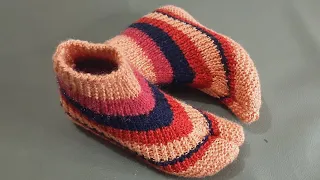 गर्म जूती,जुराब, अंगूठे वाली एंकल लेंथ जुराब बनाए बहुत आसानी Multicolour Thumb woolen socks knitting