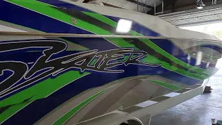 308 Skater getting ready for the 2023 Tickfaw 200!! #skater #powerboats #boatdetailing #louisiana