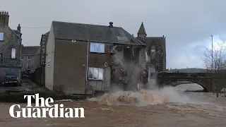 Building collapses into river as Storm Ciara batters Scotland