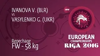 Repechage FW - 58 kg: G. VASYLENKO (UKR) df. V. IVANOVA (BLR), 4-3