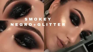 COMO HACER UN SMOKEY NEGRO CON GLITTER  PASO A PASO | Melina Quiroga Makeup