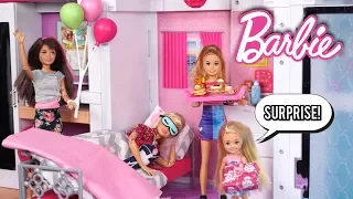 Barbie Doll  Family Birthday Surprise Morning Routine with New Dollhouse