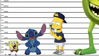 AGE comparison of cartoon characters