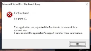 How To Fix Microsoft Visual C++ runtime library error in Windows 10