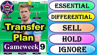 FPL GW 9 Essential,  Differential, Sell,  Hold, Ignore Pick | FPL Gameweek 9 | Fpl tips | FPL 22/23