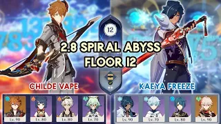 NEW 2.8 Spiral Abyss Childe National & Kaeya Freeze DPS 4-star weapons Floor 12 | Genshin Impact