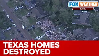 Aerial Footage Shows Tornado Damage in Houston, TX Surburb
