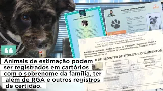 Pets podem ser registrados em cartórios com o sobrenome da família, também tirar RGA e  certidão.