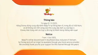 Bảng treo thông báo ngừng phát sóng Baby TV (1.10.2023)