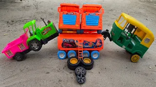 In the ground tractor, auto rickshaw, oil tanker, jcb find toy and body part attachment | tractor