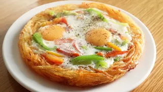 Potatoes and Eggs Breakfast | Crispy  Potato Pizza | Egg and Potatoes Recipe | No Oven |  No Flour