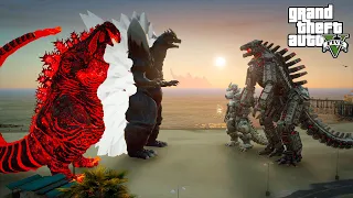 Shin Godzilla and Space Godzilla vs Mechagodzilla and Kiryu - GTA V Mods