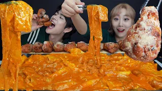 SUB) ASMR MUKBANG 꾸덕꾸우덕!🔥요즘난리난 신메뉴!엽떡로제떡볶이 허니엽봉 먹방!! SPICY TTEOKBOKKI EATING SHOW!!