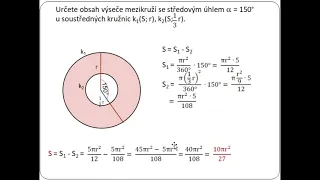 Kružnice, kruh - příklady (obvodový a středový úhel, obsah mezikruží, kruh. výseče, tětiva)