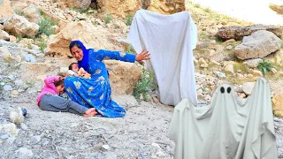 "A jinn's brutal attack on a nomadic woman and her two children"